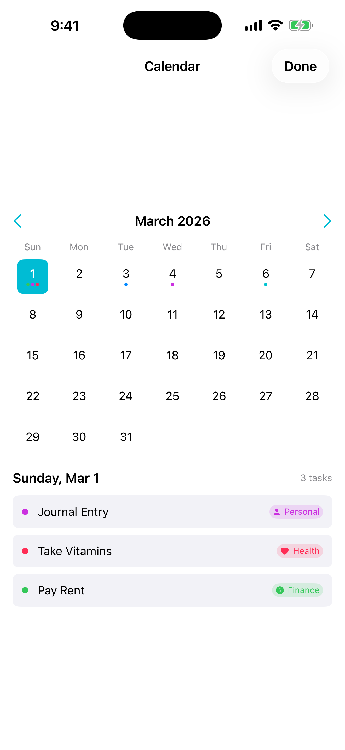 Calendar view