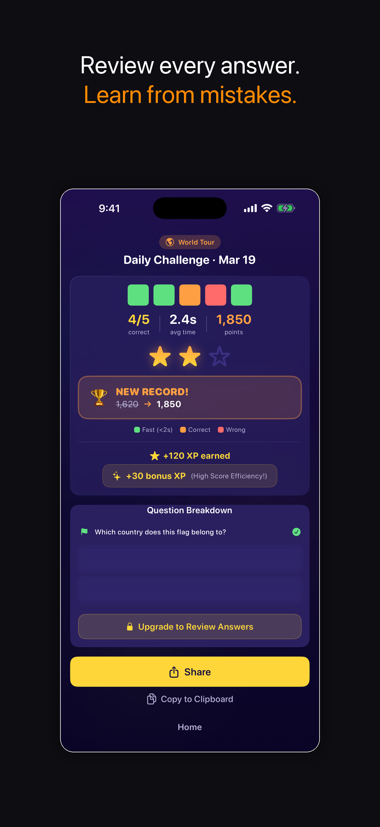GeoBlitz Daily Challenge Results